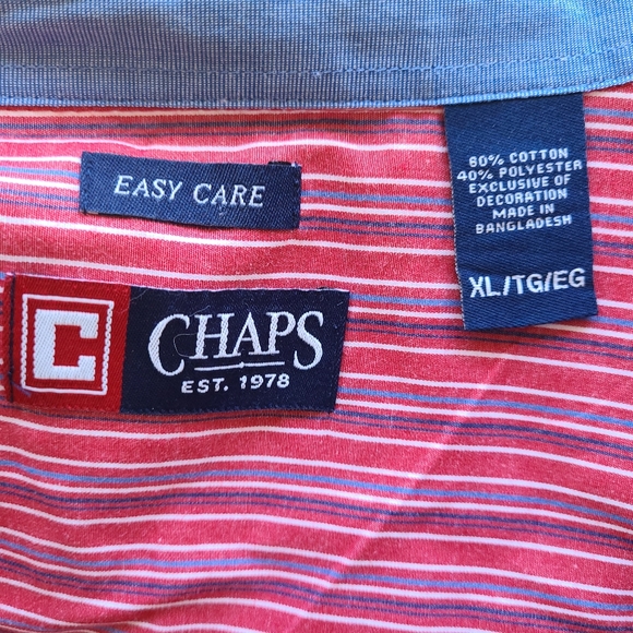 Chaps Men's Long Sleeve Dress Shirt, Size: XL Color: Red - Picture 7 of 14